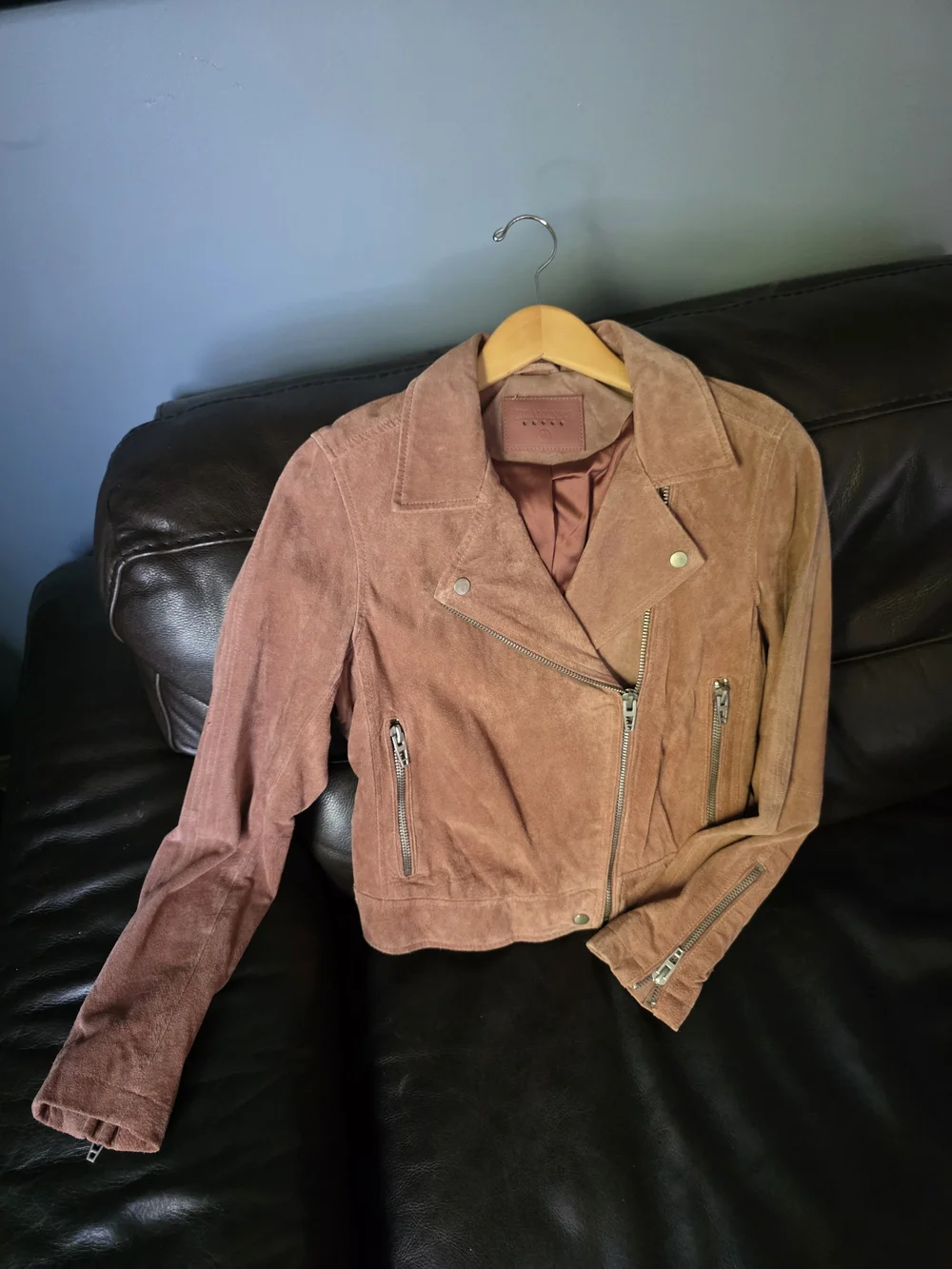 Blank NYC Dusty Rose Suede Moto Jacket In Size Medium Women's
